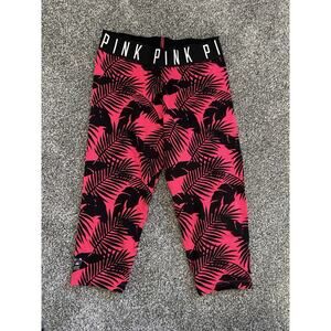 Victoria's Secret PINK ultimate crop yoga leggings Tropical Palm Tree Small Y2K